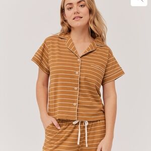 PACT shady stripe 100% organic cotton top nwt